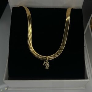 Icy “Virgo” Zodiac Herringbone Snake CZ Charm Necklace